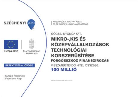 Kölcsönszerződés a GINOP-8.3.5-18/B azonosító jelű Mikro-, kis- és középvállalkozások technológiai korszerűsítése célú Hitelprogram Kölcsönszerződés a GINOP-8.3.5-18/B azonosító jelű Mikro-, kis- és középvállalkozások technológiai korszerűsítése célú Hitelprogram