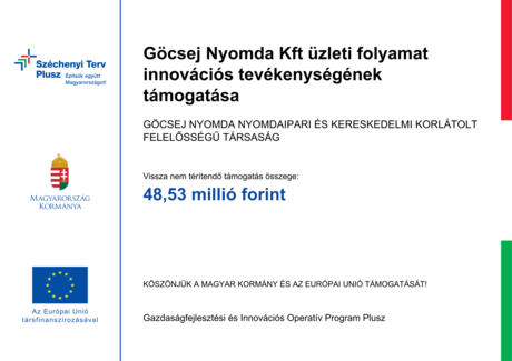 Göcsej Nyomda Kft. üzleti folyamat innovációs tevékenységeinek támogatása Göcsej Nyomda Kft. üzleti folyamat innovációs tevékenységeinek támogatása